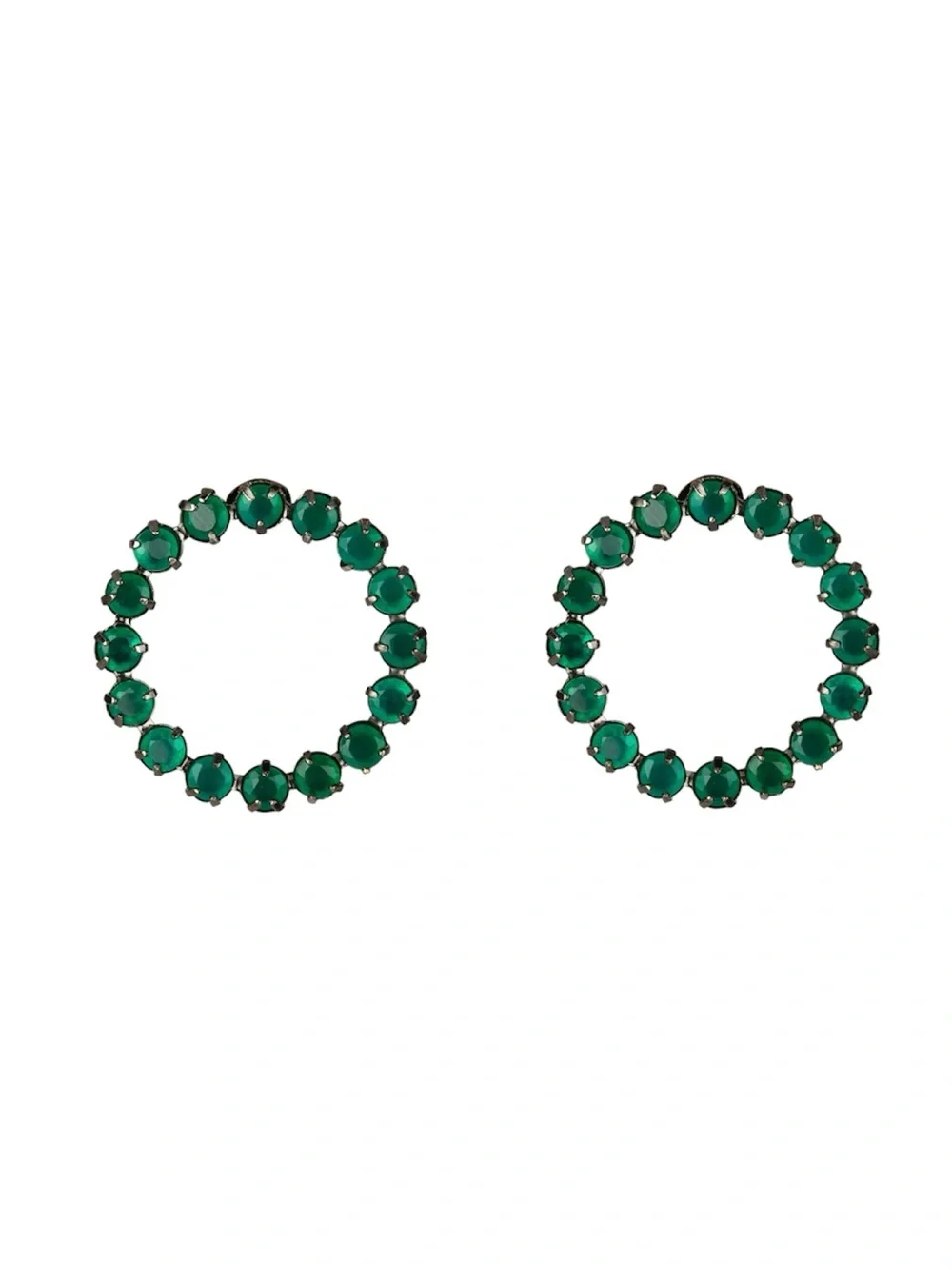 Green Onyx Circle Stud Earrings